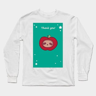 Thank You - Sloth Apple Face Long Sleeve T-Shirt